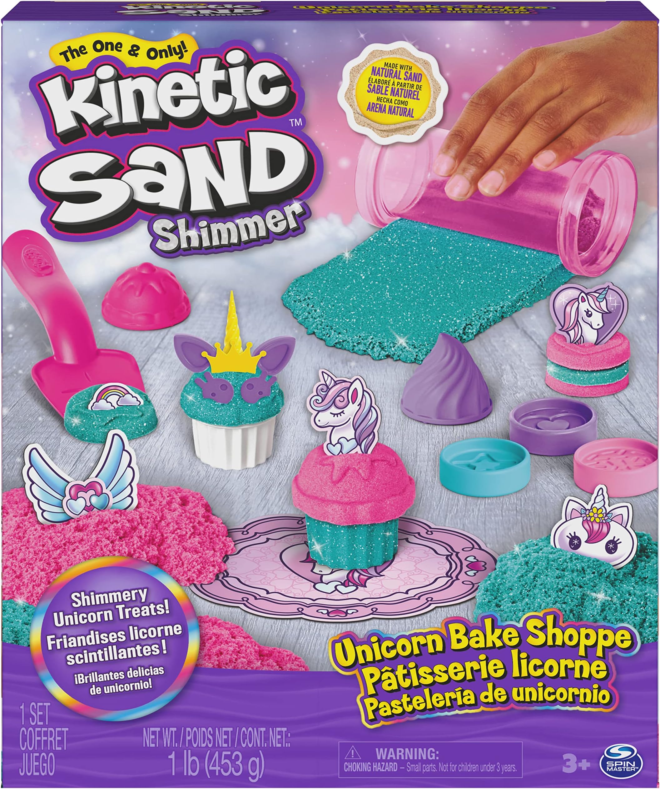 Unicorn Baking Set - with 454 g Original Kinetic Sand from Sweden and Lots of Accessories for Clean, Creative Indoor Sand Game and Role Play, for Children from 3 Years