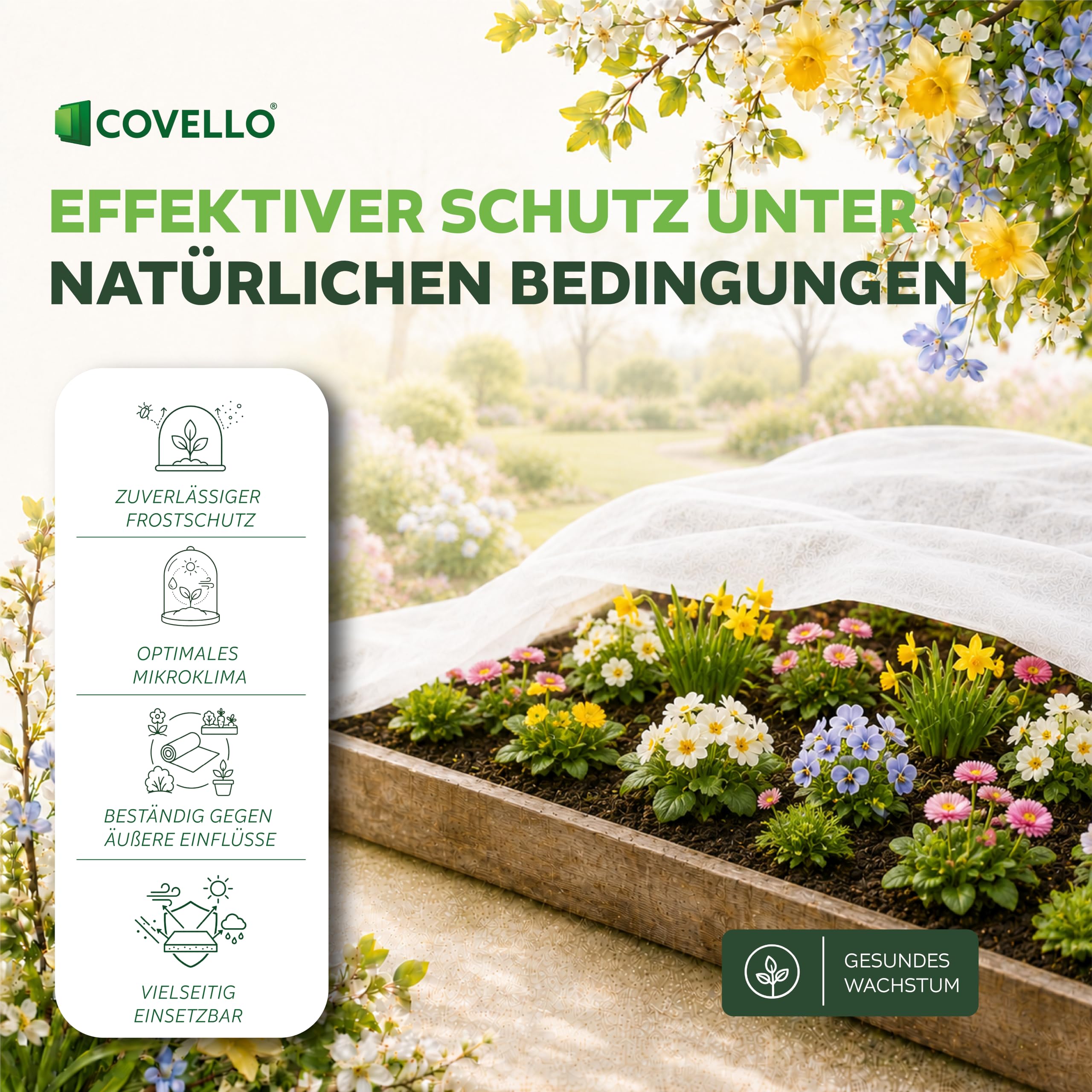 Covello Manta Termica para Plantas, Tejido agrícola de Invierno 30g/m²