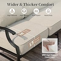 Vista 3 de Juego de muebles de patio, 4 piezas de muebles modernos de metal para exteriores, sofá de 3 plazas, 2 sillas mecedoras, mesa de centro y cojín extra