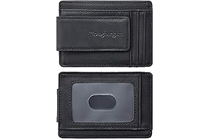 Genuine Leather Magnetic Money Clip Wallet with Built-in Credit Card Holder