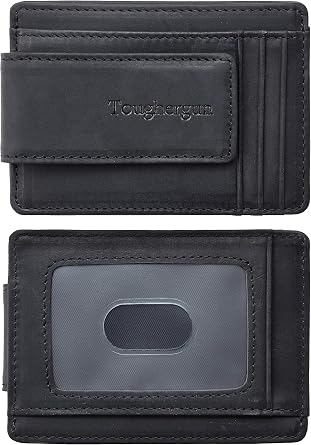 Toughergun Slim Wallet for Men RFID Blocking Money Clip, Minimalist Front Pocket Credit Card Holder, Magnetic Thin Mens Wallets with ID Window
