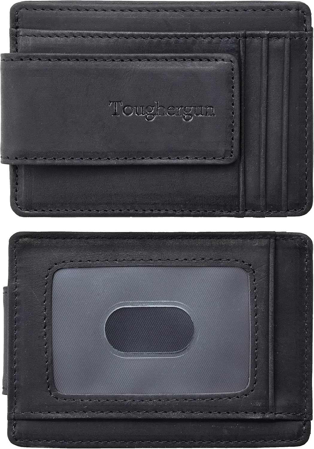 Toughergun Billetera magnética con bolsillo frontal de cuero auténtico con bloqueo RFID talla única
