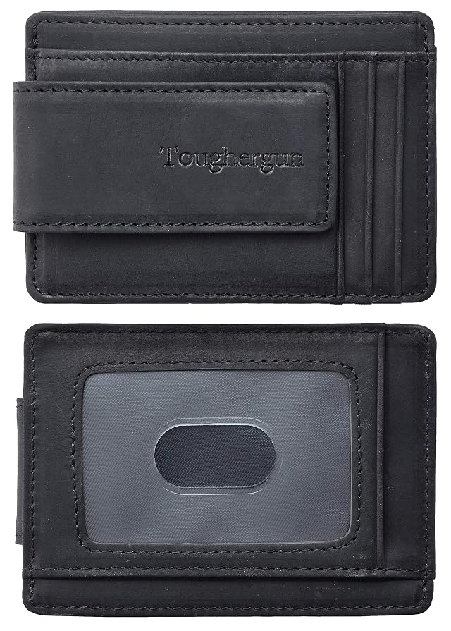 Toughergun Slim Wallet for Men RFID Blocking Money Clip Minimalist Front Pocket Credit Card Holder Magnetic Thin Mens