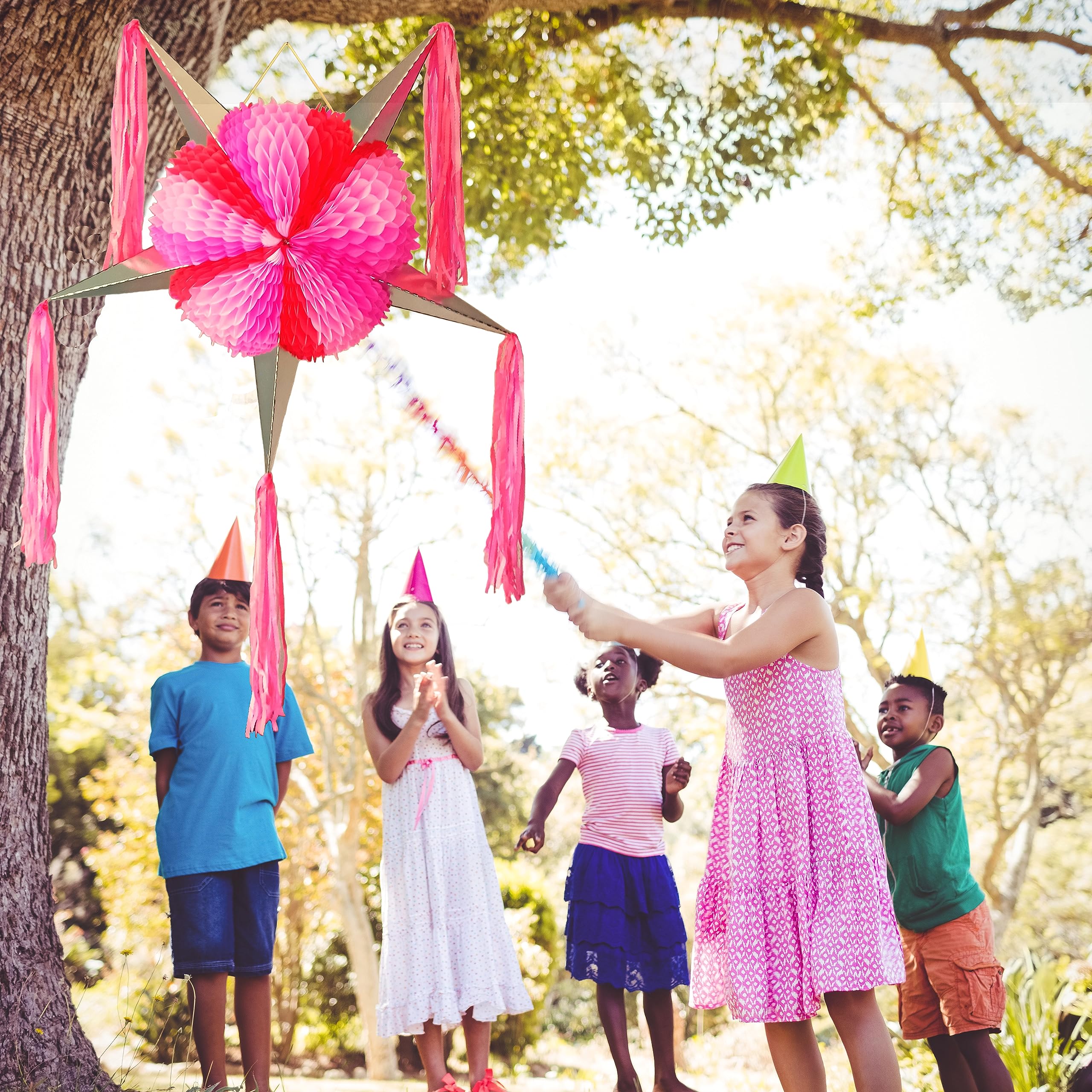 Pignatta grande a 5 punte, con stella rosa, per baby shower, simpatica principessa compleanno piñata Barbie Pinata decorazione, Piñata Rosa Rosada Rosita de Niña, Quinceañera, primo compleanno, addio