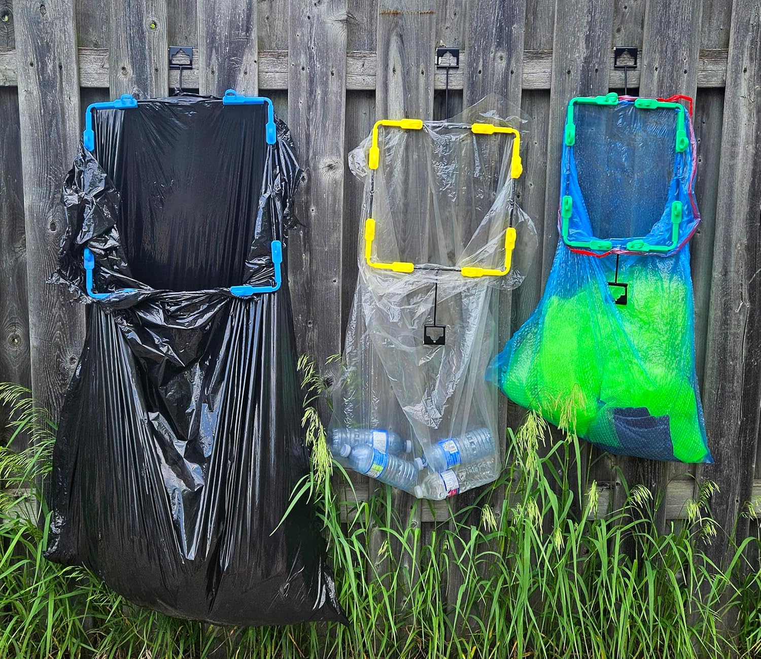 Trash Bag Holder - Set of 3 Small, Medium and Large size. Portable Metal Stand for 13-33 Gallon Garbage Bags. For Camping, Kitchen, RV and Parties Lightweight, Durable, and Compact Trash Can