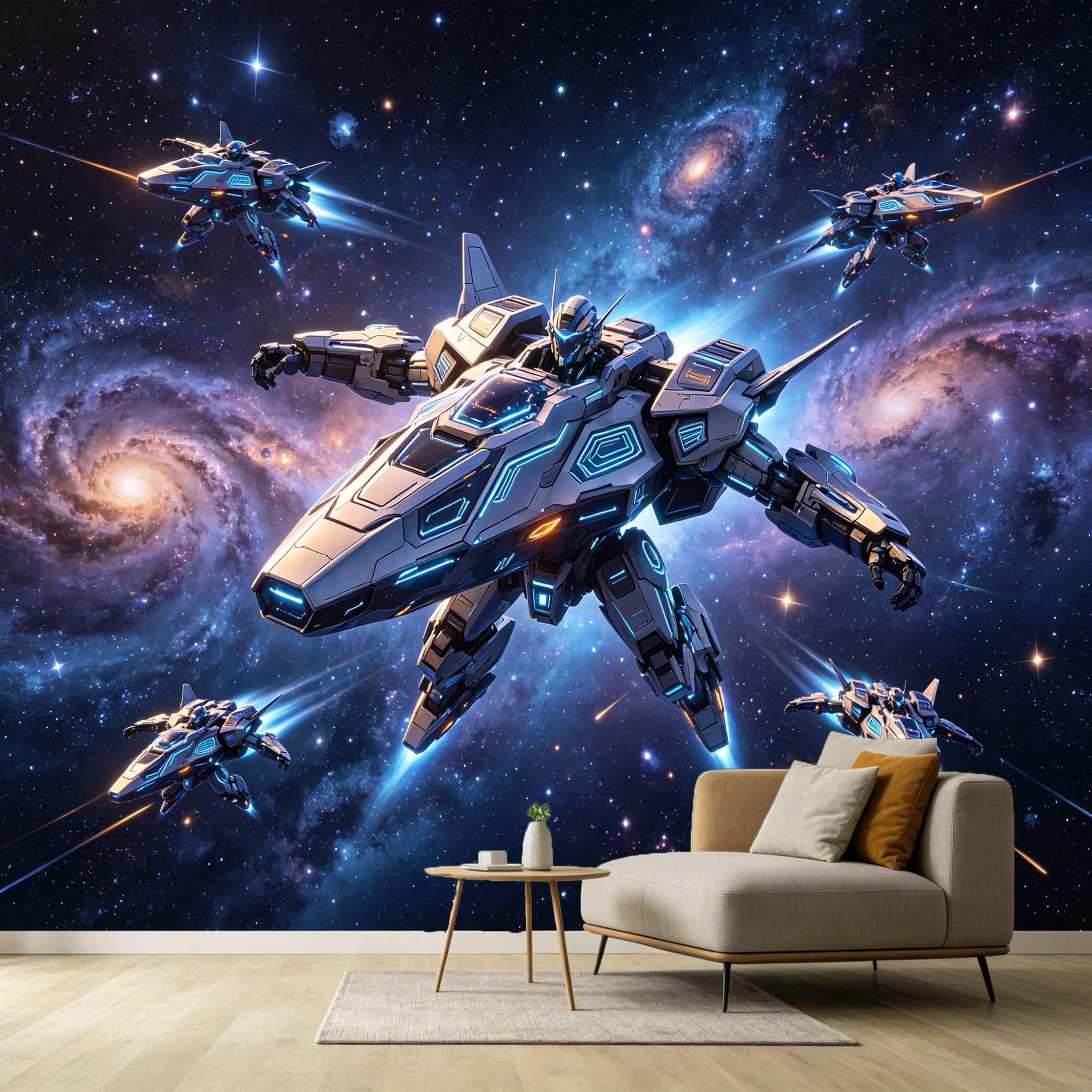 Custom Size Wall Murals Futuristic Mecha Starship Modern SciFi Abstract Space Galaxy SelfAdhesive Wall Fabric Removable Large Wallpaper for Photo Living Room