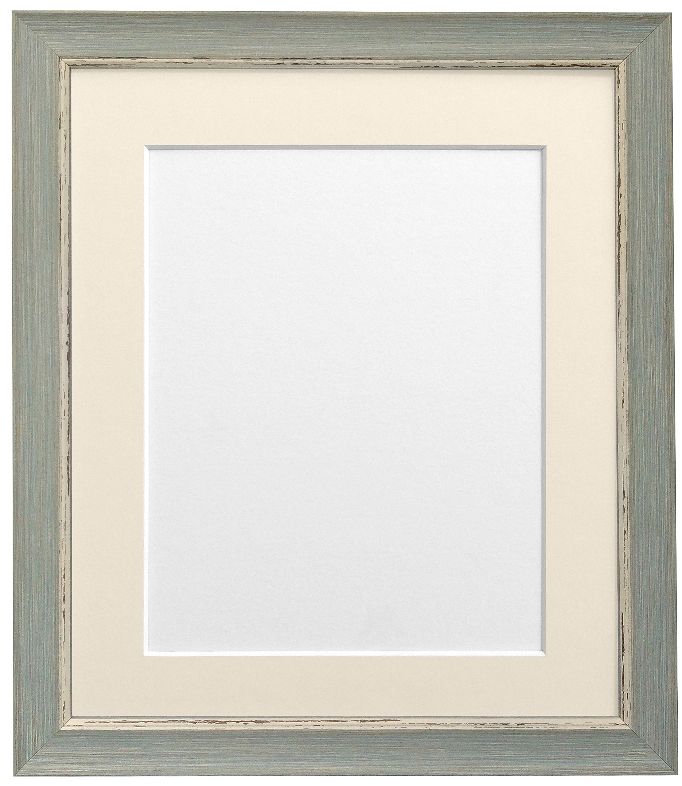 Frames By Post Nordic Distressed Blue Photo Frame with Ivory Mount 12"x10" Pic Size 9"x7"