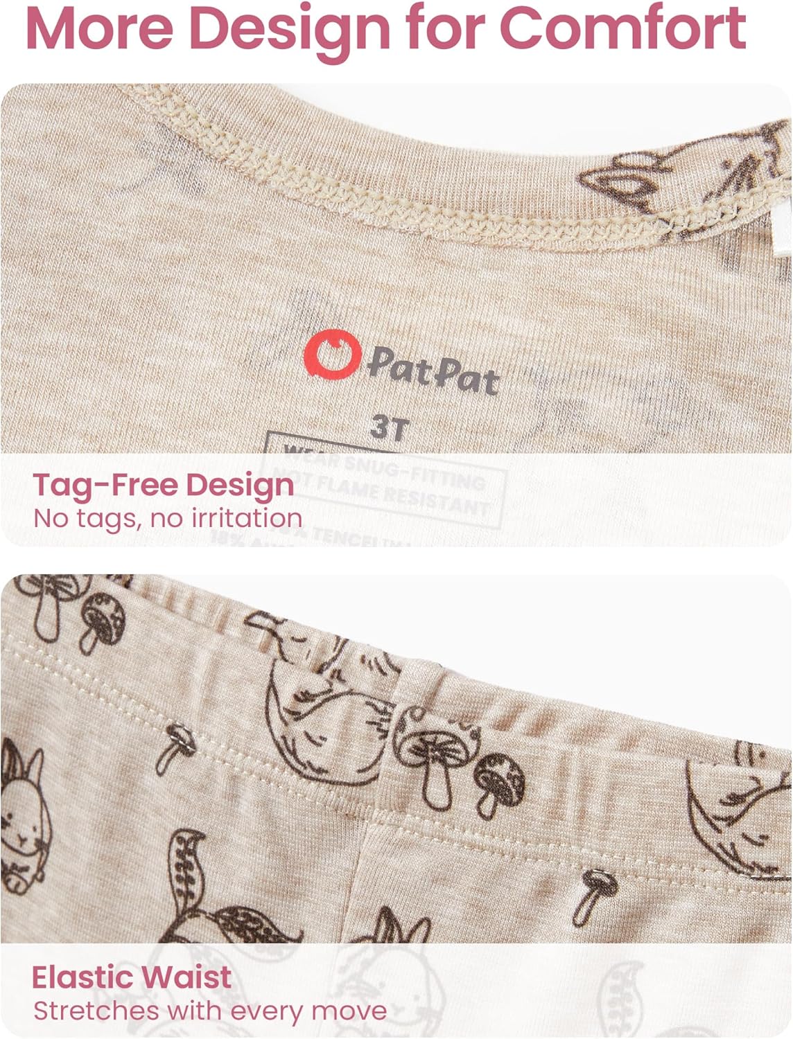 PATPAT Toddler Pajama Set with Premium Soft Wool & Tencel Blend, Snug Fit Pjs Temp-Balancing Sleeper for Kids Baby Boy Girl - Image 6