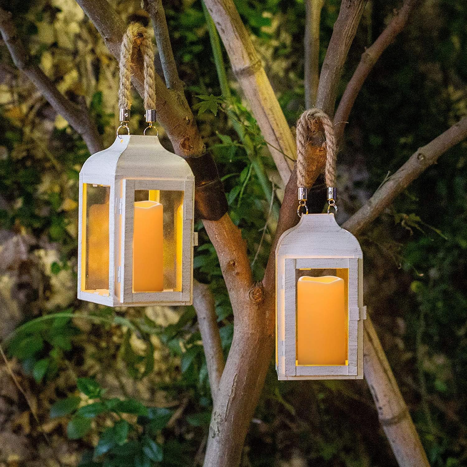 Amagic 3" x 6" Waterproof Outdoor Flameless Candles, Battery Operated Candles with Remote and Timer, Flickering LED Pillar Candle for Outside Patio Garden and Indoor Home Decor, Ivory, Set of 2 - Image 2