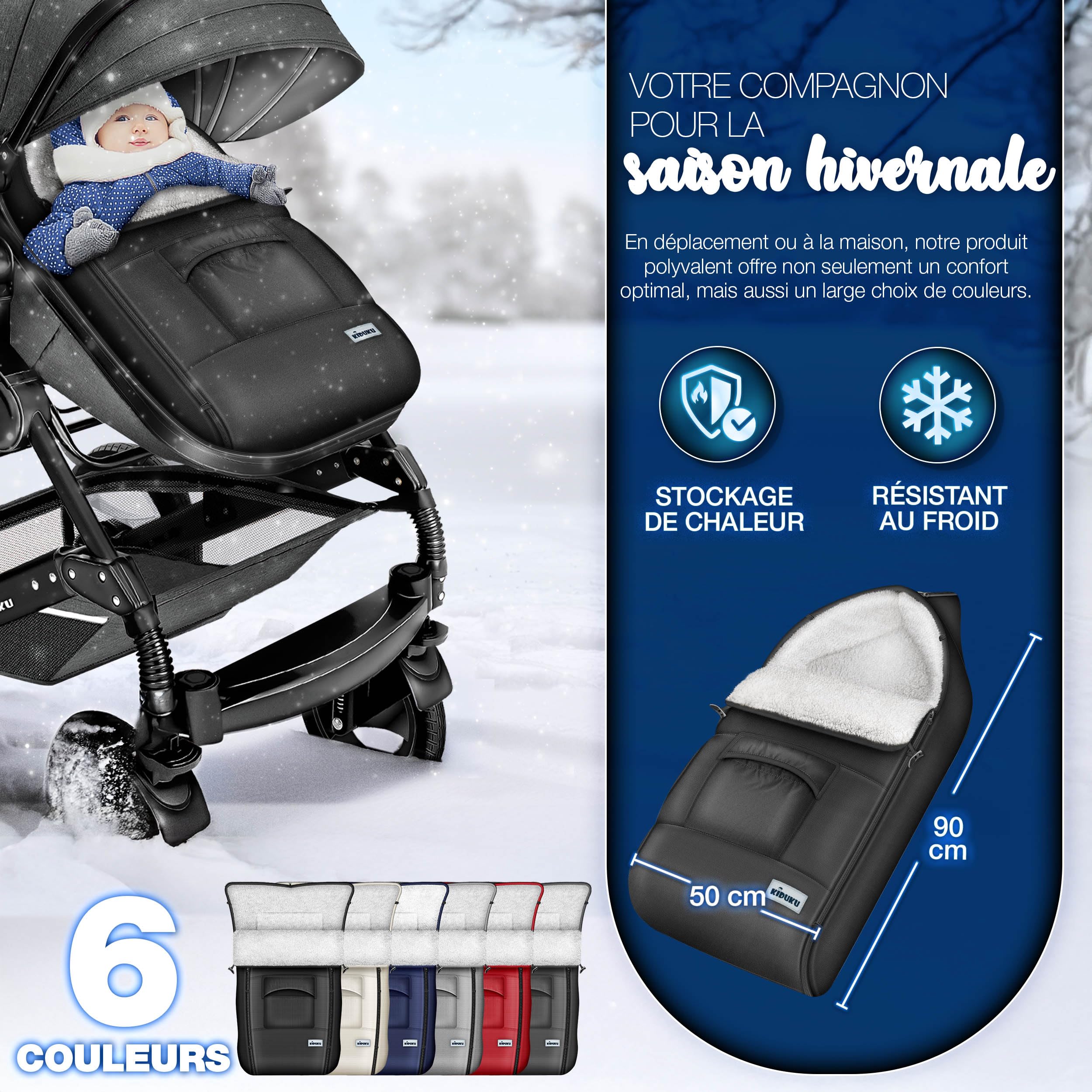 KIDUKU Chancelière pour Poussette - Sac de Couchage bébé Lavable | Couvre-Pieds pour Coque bébé avec Fermeture éclair et Grande Poche