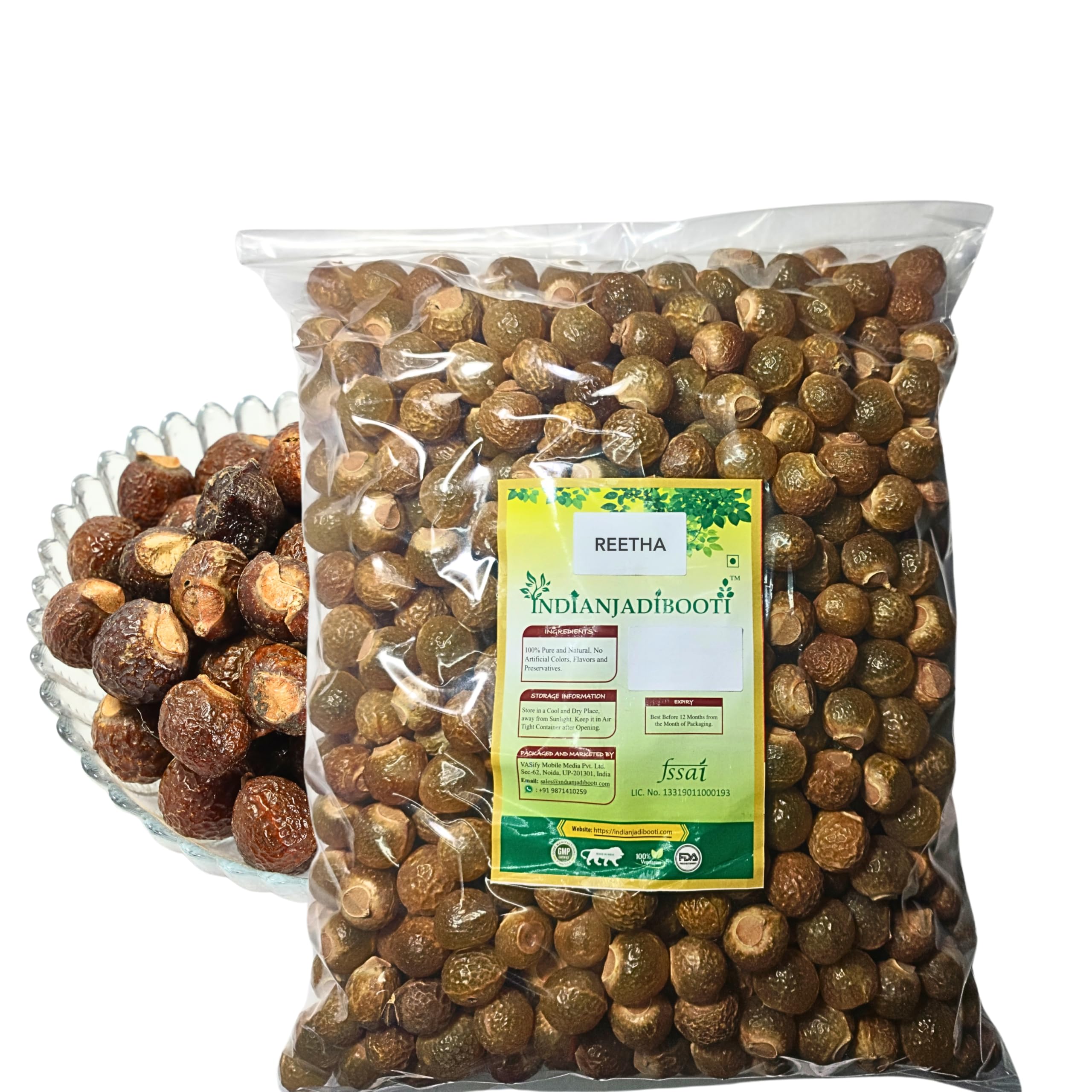 IndianJadiBooti Reetha Whole | Soapnut (Aritha) | Sapindus Mukorossi | Natural SLS-Free Hair Cleanser, Shampoo & Conditioner | Organic Laundry Alternative | Dried & Raw | (1 Kg) | Pack Of 2
