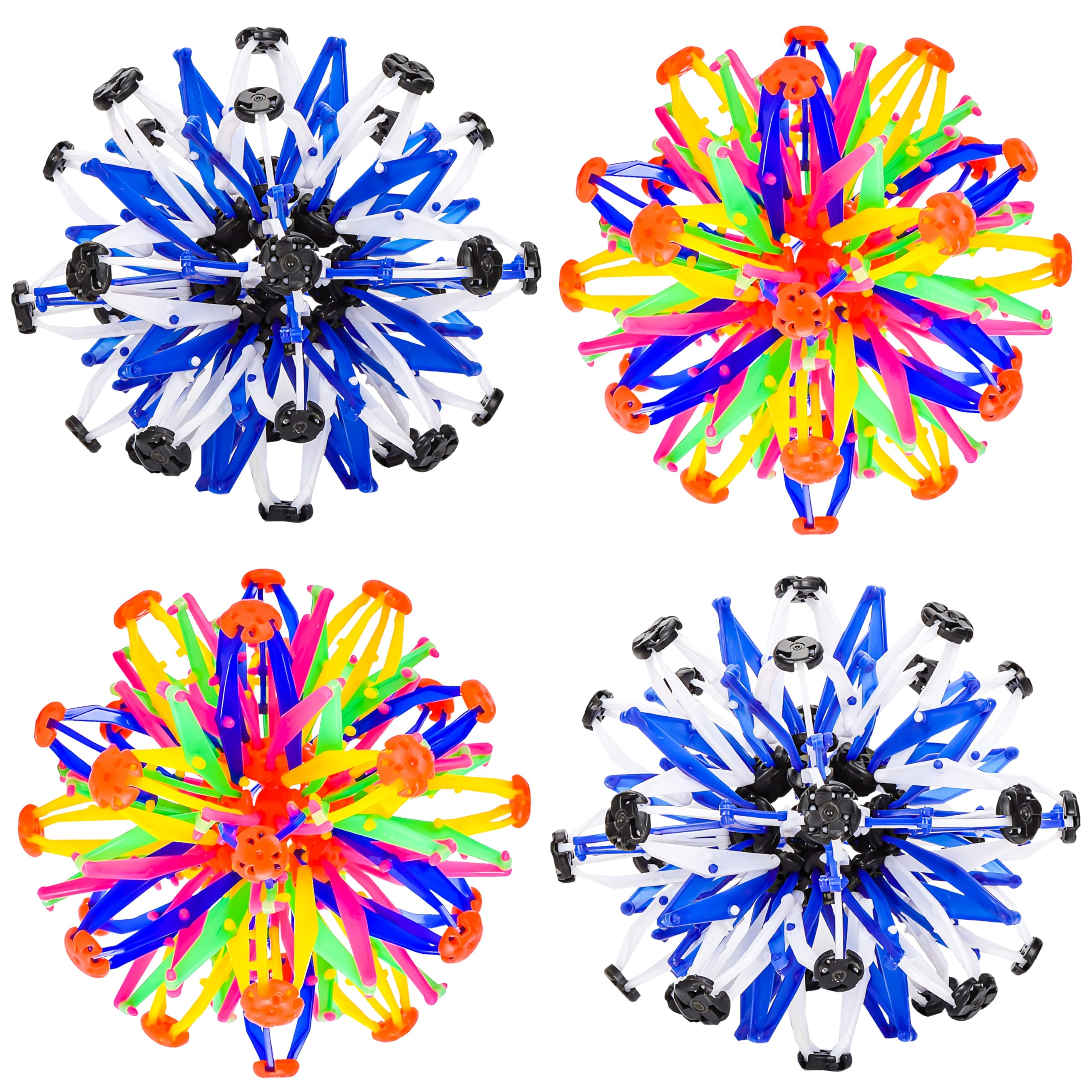 AGSIXZLAN 4Pcs Colorful Pop Sphere Sensory Fidget Toy for Kids & Adults Reliever Stress,Collapsible Expandable Expanding Balls Toy Expands from 6" to