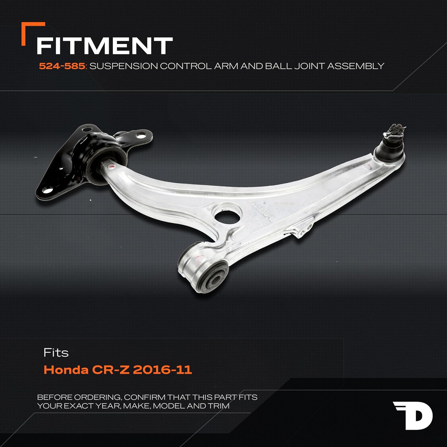 Dorman 524-585 Front Driver Side Lower Suspension Control Arm and Ball Joint Assembly Compatible with Select Honda Models
