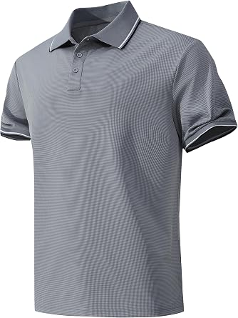 Mens Breathable Active Polo Shirts for Golf Quickly-Dry Performance Casual Wear Short Sleeve Tee