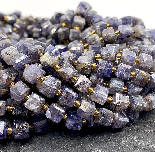 Miniatura 3 de ABCGEMS - Cuentas de iolita tanzana (una técnica de corte revolucionaria aporta un aspecto más dinámico a un cubo tradicional), piedra curativa