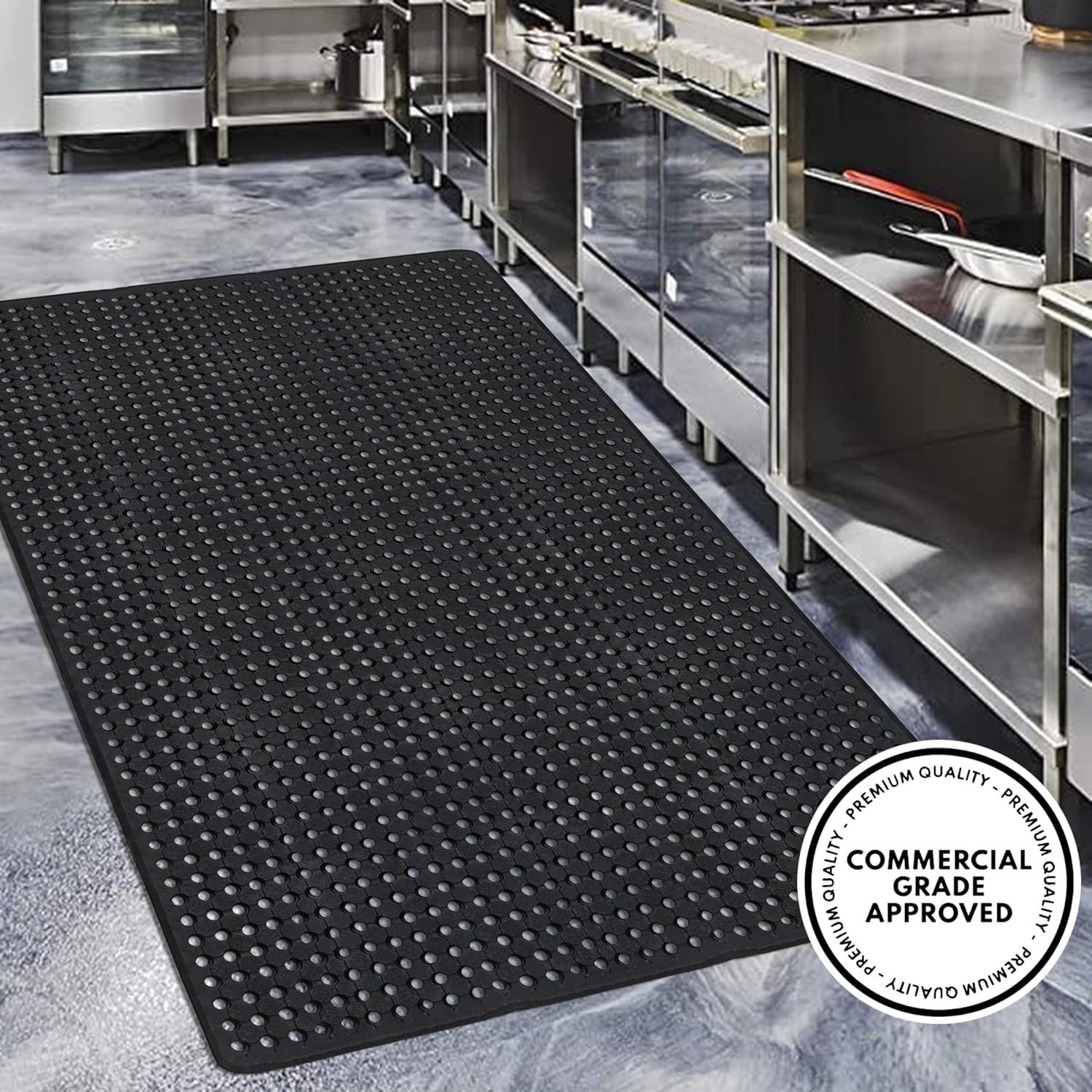 A1 Home Collections Checkered Holes Multi-Utility Heavy Duty Commercial Mats, 48"X72", Large Scrapper Doormat for Wet and Dry Area, Non-Slip for Front Door, Entry, Garage, Patio, High Traffic Areas