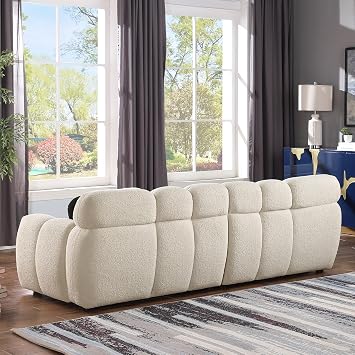 GNIXUU 86.5 Boucle Cloud Sofa, Modern Large Tufted 3 Seater Sofa Couch with 2 Pillows, Comfy Marshmallow Sectional Couches for Living Room, Bedroom, Apartment(Beige)