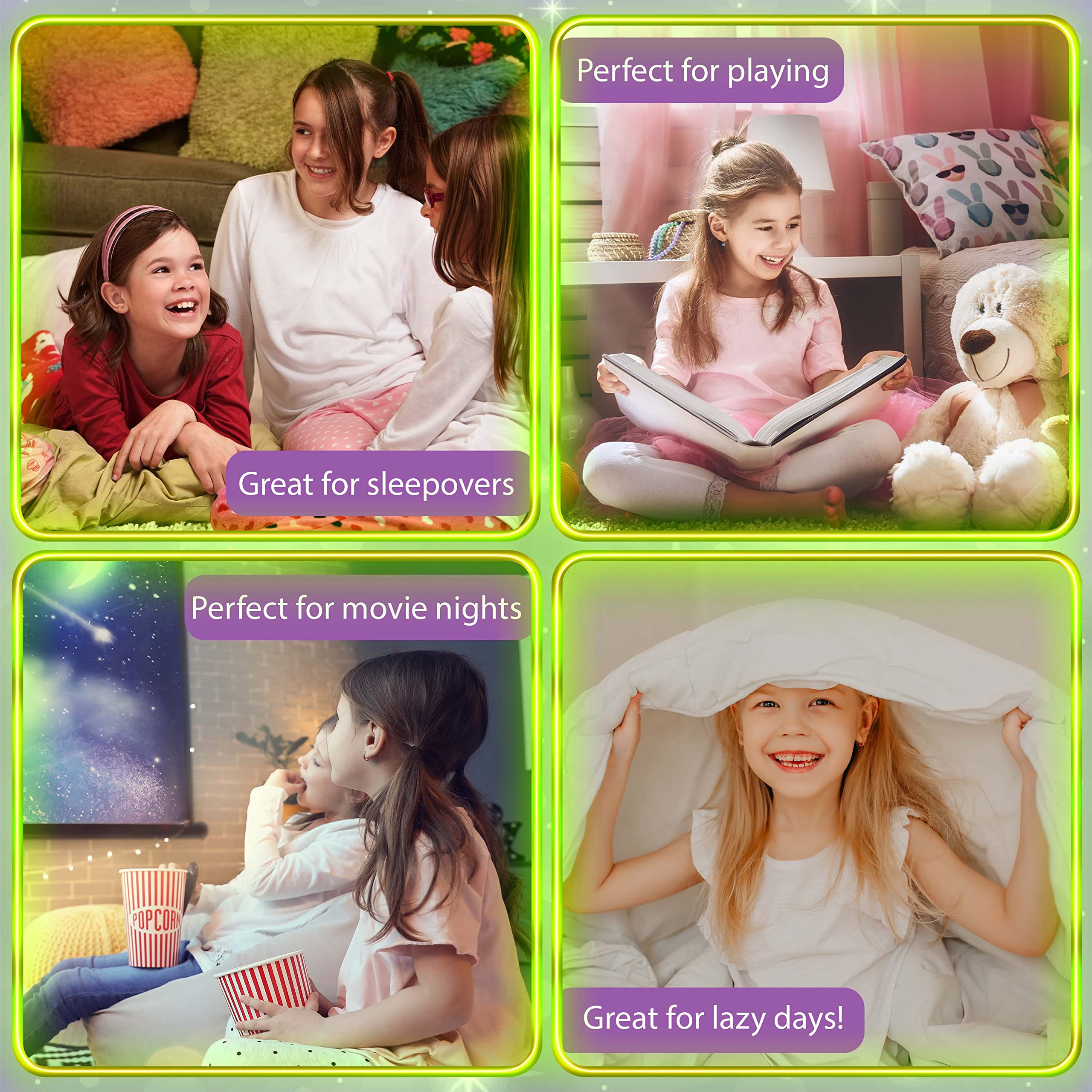 CityComfort - Pijama de Unicornios y arcoíris para niñas de 3 a 14 años de Edad, Brilla en la Oscuridad