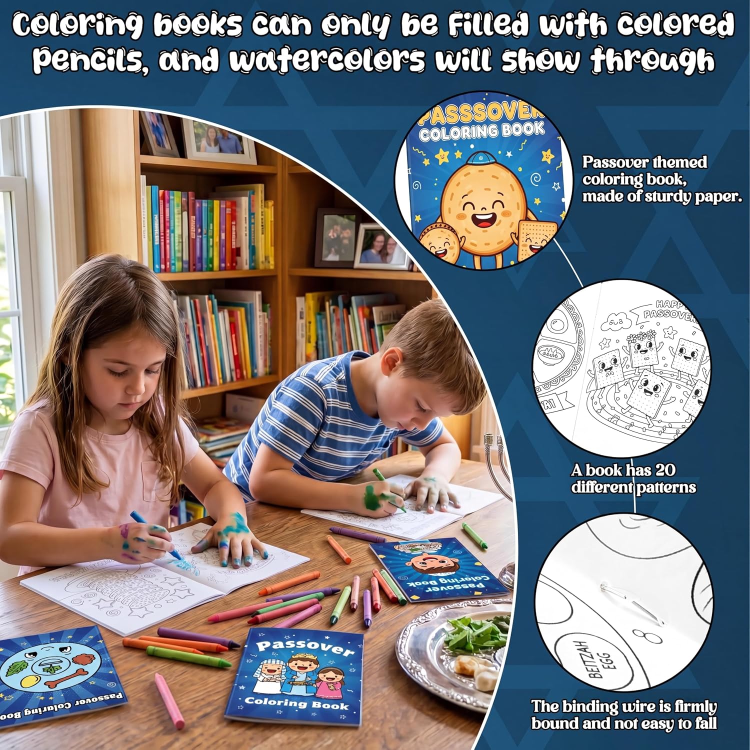 Liliful 144 Pcs Passover Coloring Book Bulk Mini Coloring Books with Bible Story & Seder Plate Designs, Ideal for Church Events, Holiday Activities & Passover Gifts image 4
