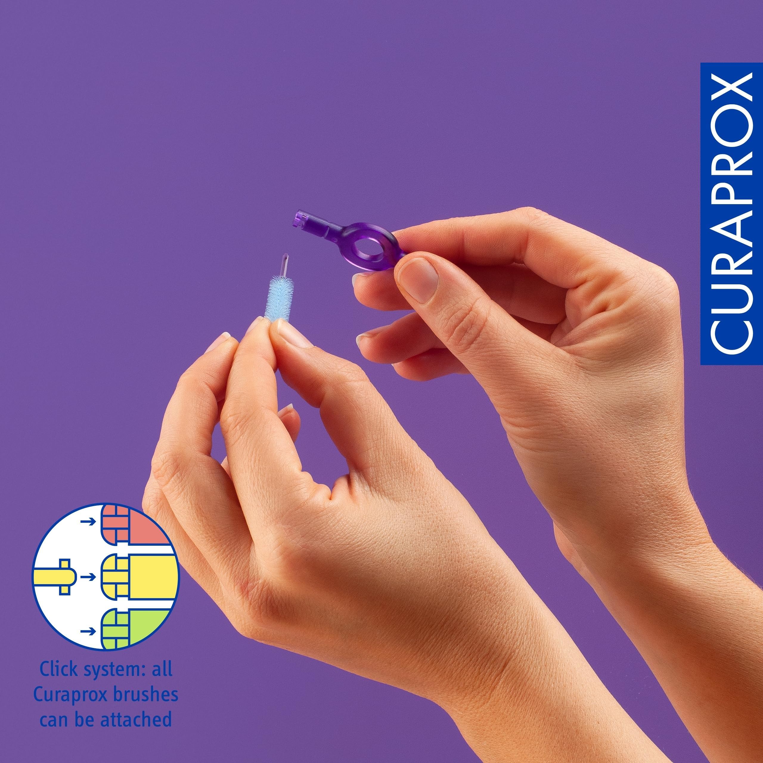 Curaprox Interdental Brush Refills CPS 408 Perio-Per ampi spazi interdentali e cura delle gengive/Filamenti ultra-fini per una pulizia delicata/Viola / 4-Pack/Progettato in Svizzera