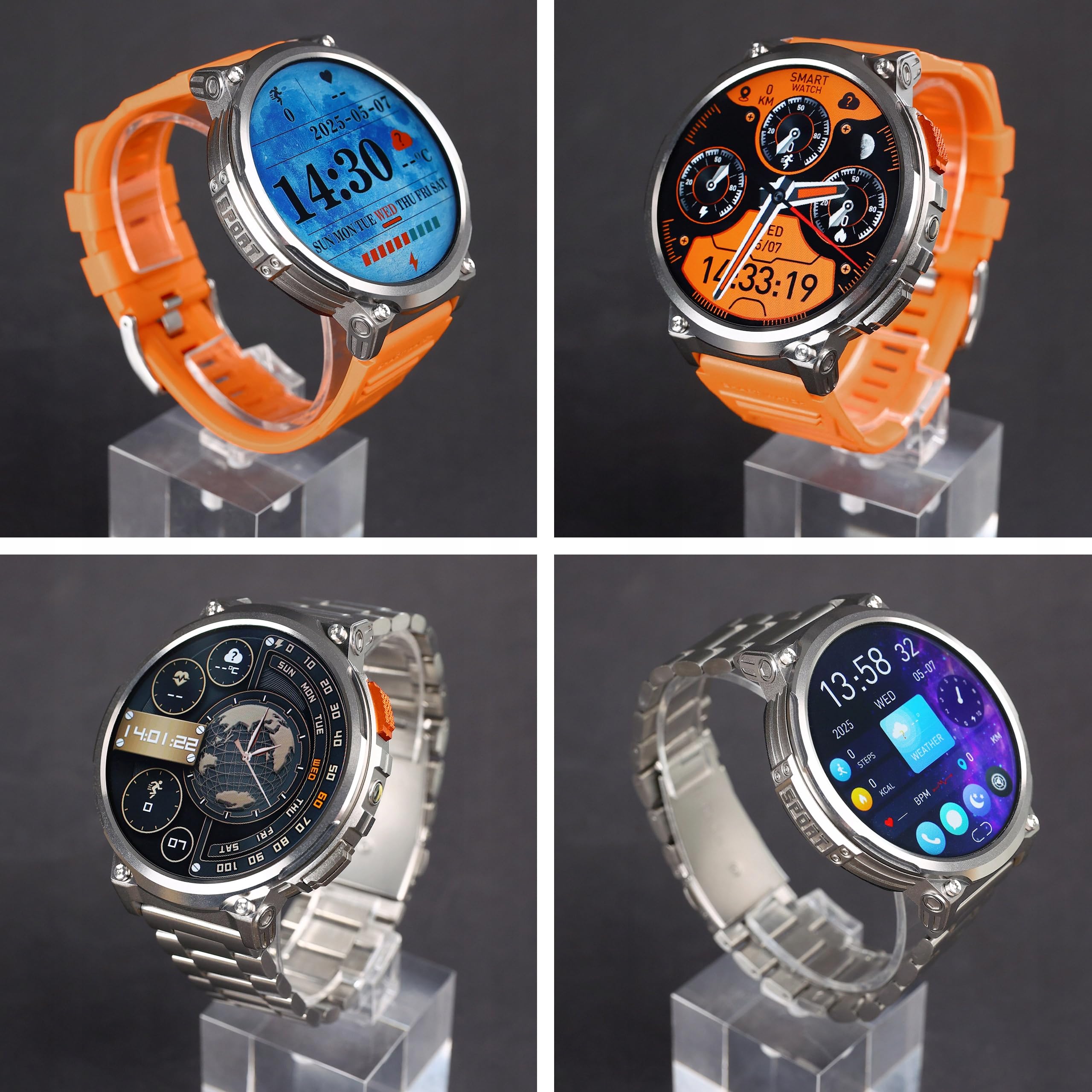Smartwatch Męski Zegarek Menu PL Rozmowy Ciśnieniomierz 730mAh IP68 2 Paski