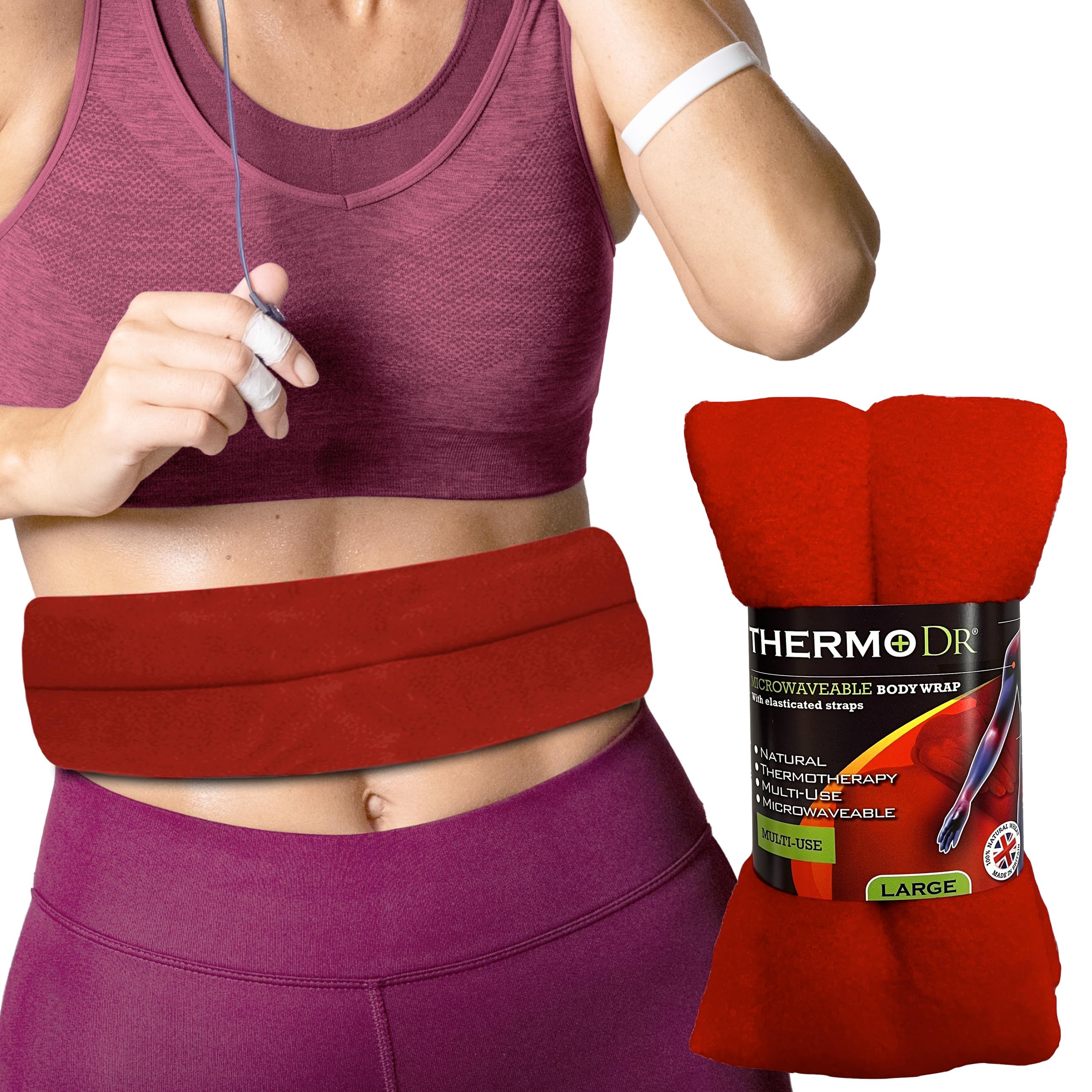 Sponsored Ad – Wheat Bags Microwavable Heat Pack - Body Wrap Microwave Heat Pad with UK Cleaned Wheat & Lavender Scent for Body Discomfort - Back, Shoulder, Stomach & Neck Heat Pad by ThermoDR - Red