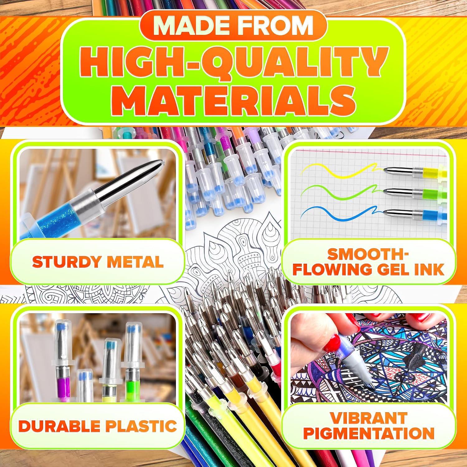 120 Pcs Assorted Glitter Gel Pen Refills for Adult Coloring & DIY image 3