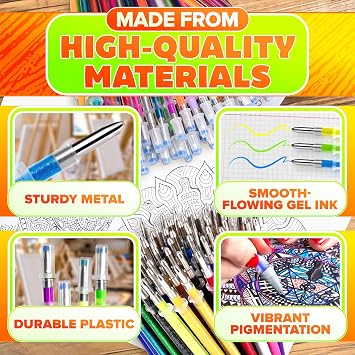 120 Pcs Assorted Glitter Gel Pen Refills for Adult Coloring & DIY