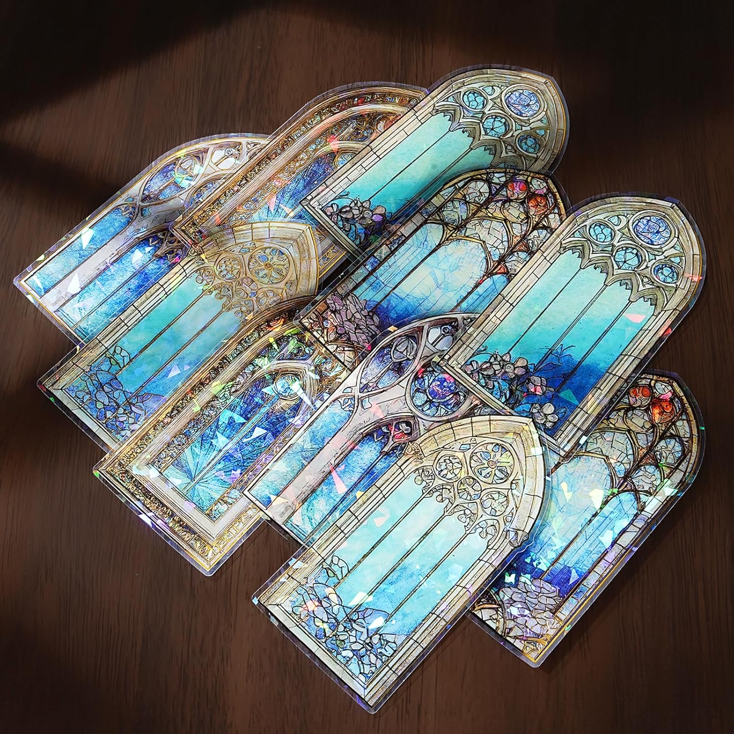 A Beautiful Day PET Stickers Glass Flower Window Series Retro Flower Window Handheld Decoration Material 10 Sheets in Total