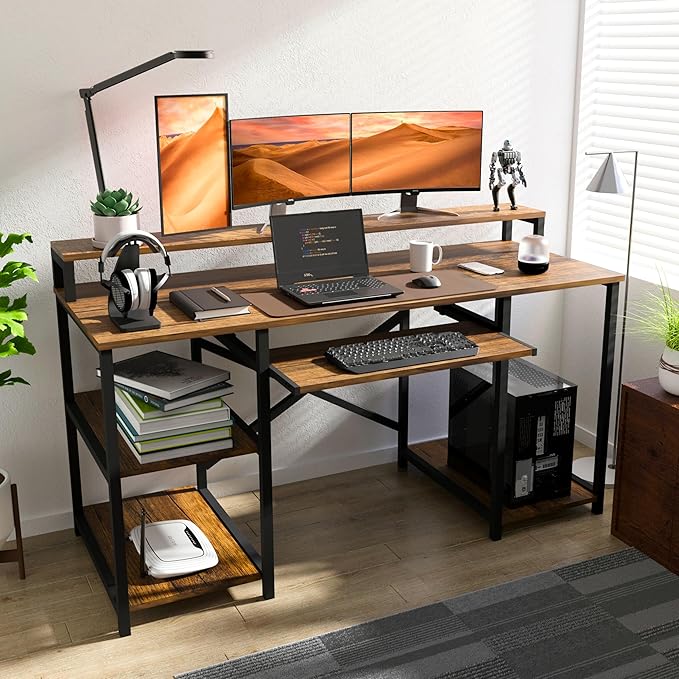 Klaxon Office Table for Home Workstation Table Desk for Home Office Computer Table for PC with Keyboard Tray (KB 150 CM-Forest Dark, Installation by us)
