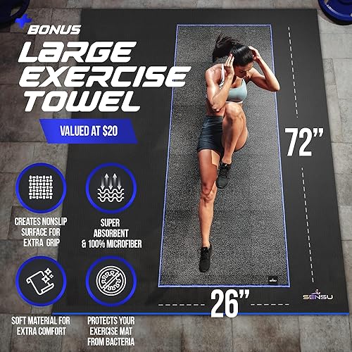 Miniatura 4 de Sensu Alfombrilla de ejercicio grande – 0.276 x 0.197 x 0.335 in extra gruesa – Alfombrilla de entrenamiento duradera y apta para zapatos para