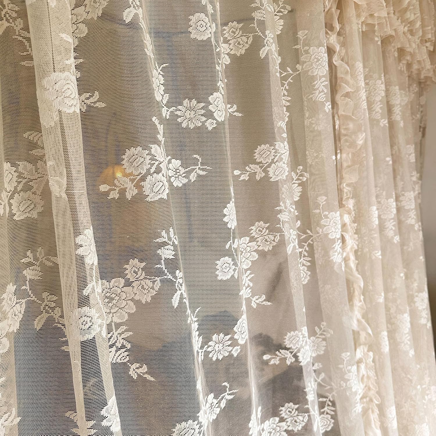 Elegant Lace Princess 4 Corner Post Mosquito Net, Bed Canopy for Girls Royal Luxurious Cozy Bed Curtain Girls Room Decor(70" W x 78" L, Coffee)