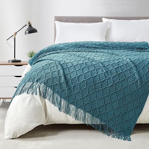 Miniatura 38 de BOURINA - Manta de punto decorativa suave y texturizada para sofá, color agua, 50 x 60 pulgadas