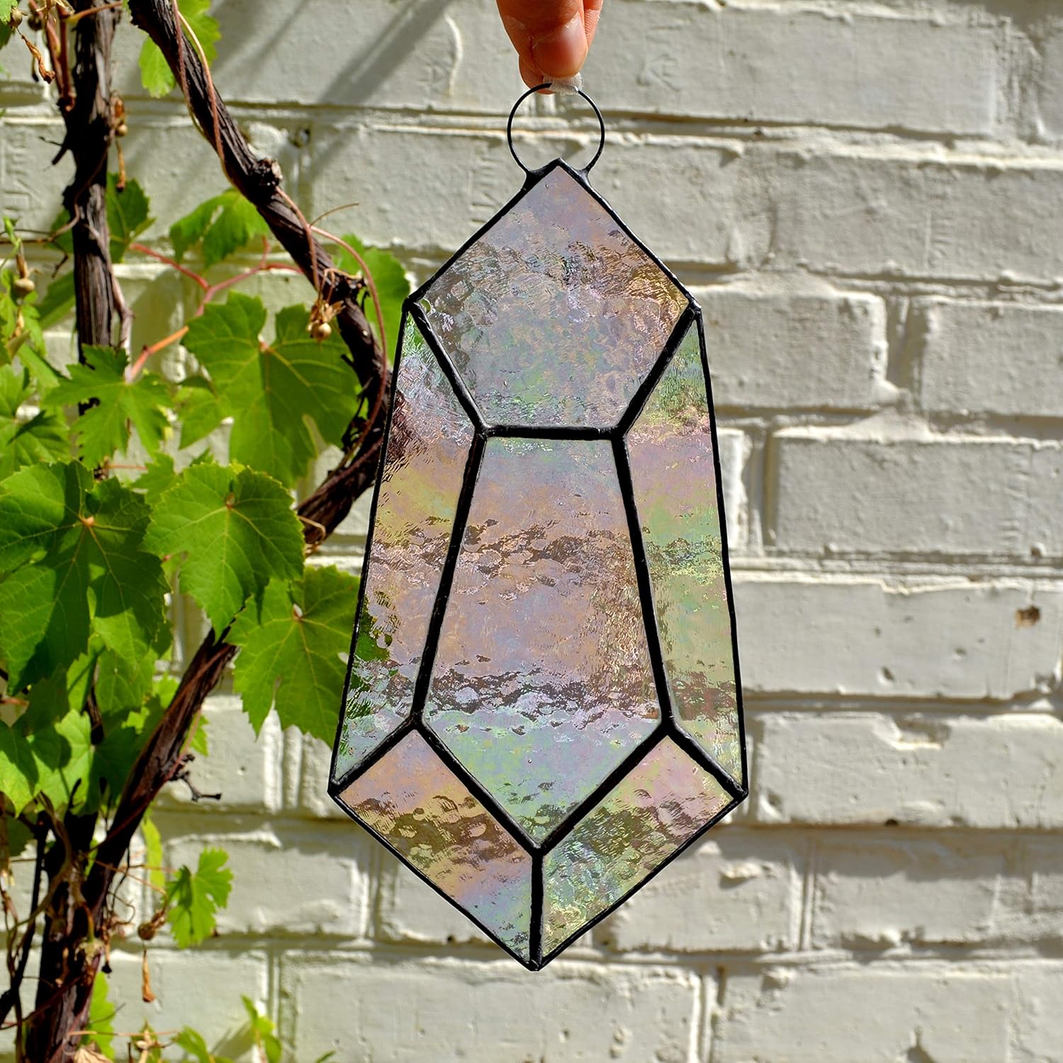 Stained Glass Crystal Suncatcher Window Hanging or Wall Decor - Rainbow Quartz Sun Catcher for Home