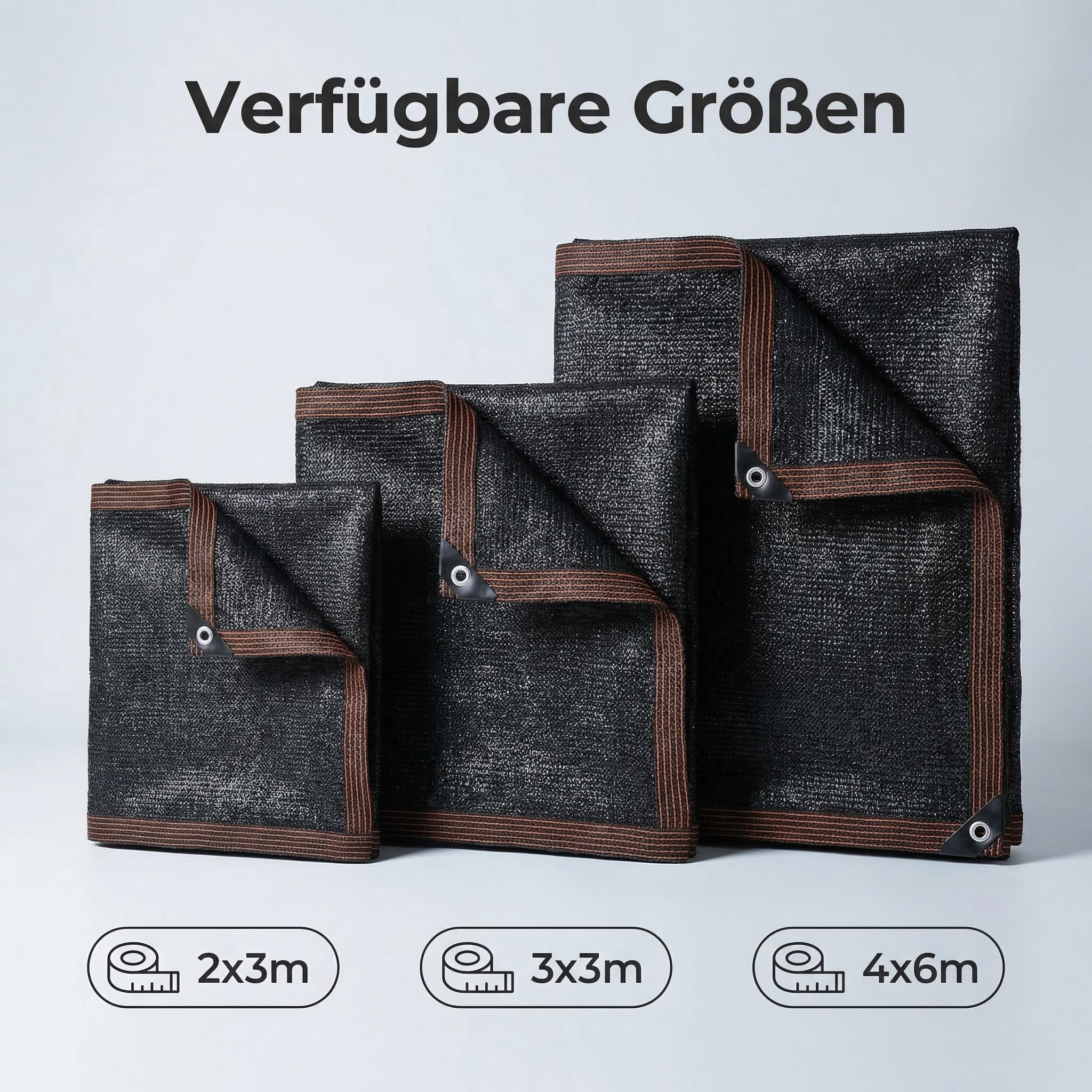 Schattiernetz 95% UV-Schutz dünnes PE Sonnenschutznetz für Pflanzen Garten Gewächshaus Terrasse, wasserdurchlässig mit Metallösen, Farbe Schwarz Größen 2x3m