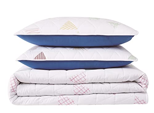 CRAYOLA Ensembles Pem linge de lit double à motif triangle brodé moderne - 4