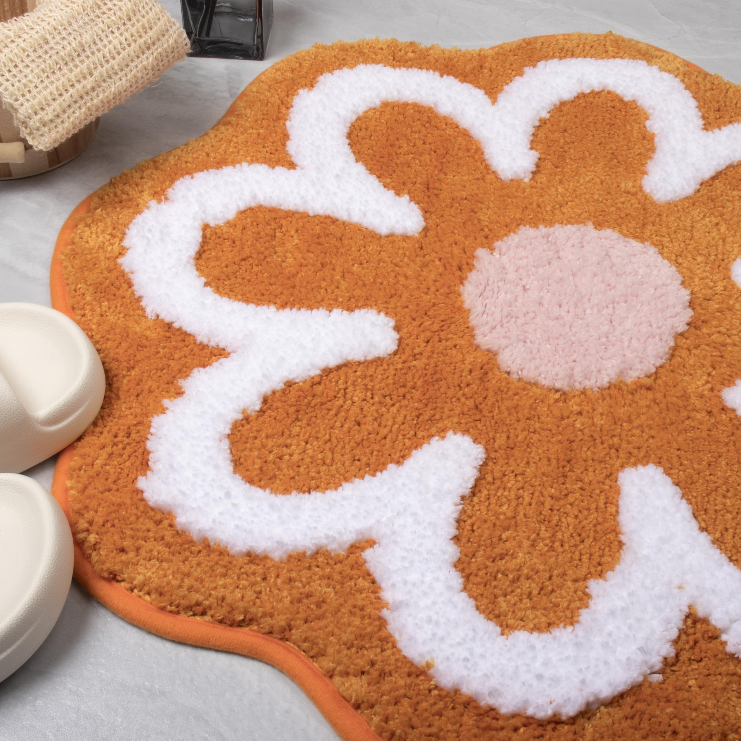 KOEXM Alfombra de baño, suave, absorbente, antideslizante, para baño, lavable, diseño de flores