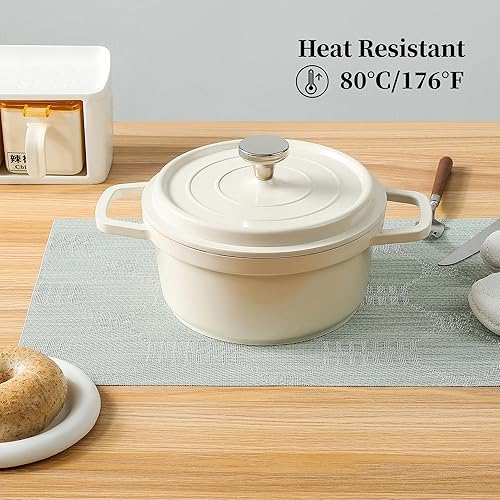 Miniatura 184 de Leetaltree - Manteles individuales, resistentes al calor, antideslizantes, para mesa de comedor, lavables, duraderos, tejido de PVC