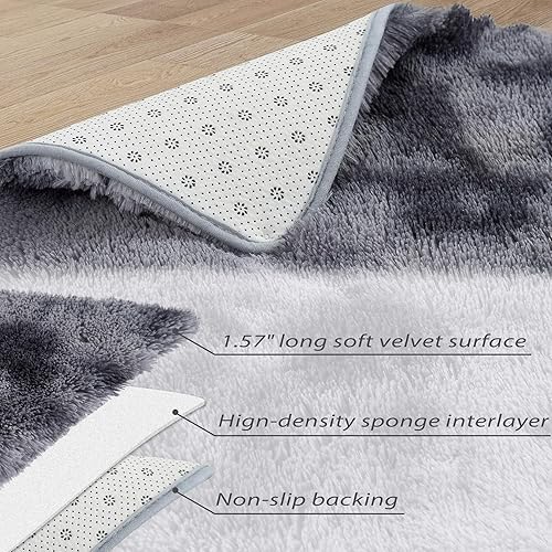 Miniatura 5 de Alfombras abstractas peludas para dormitorio, sala de estar, alfombra de pelo largo esponjoso para dormitorio, alfombras peludas acogedoras de