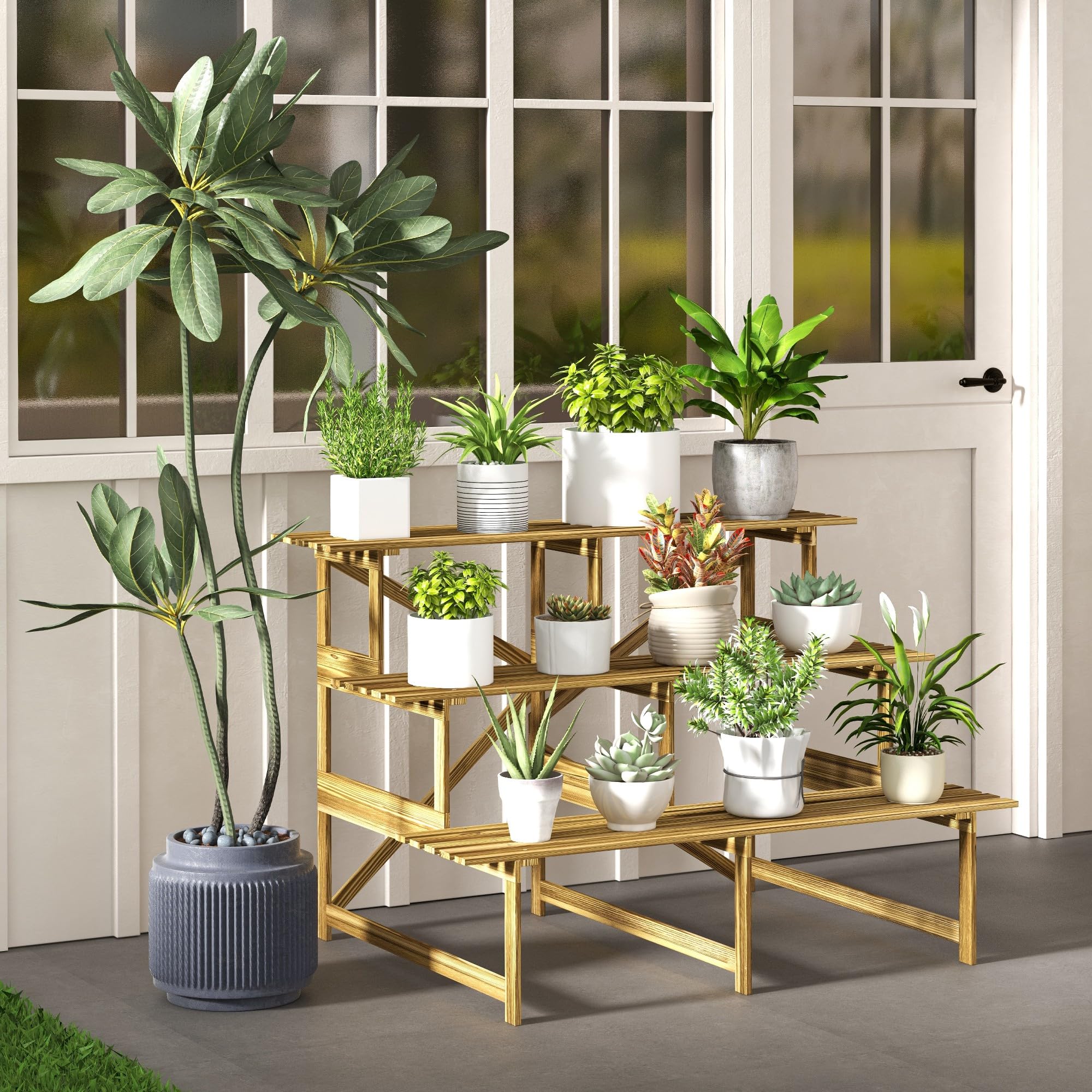 VidaXL Plantenbak - Massief Vurenhout - 118 X 59 X 80 Cm - Met Voering En Wielen