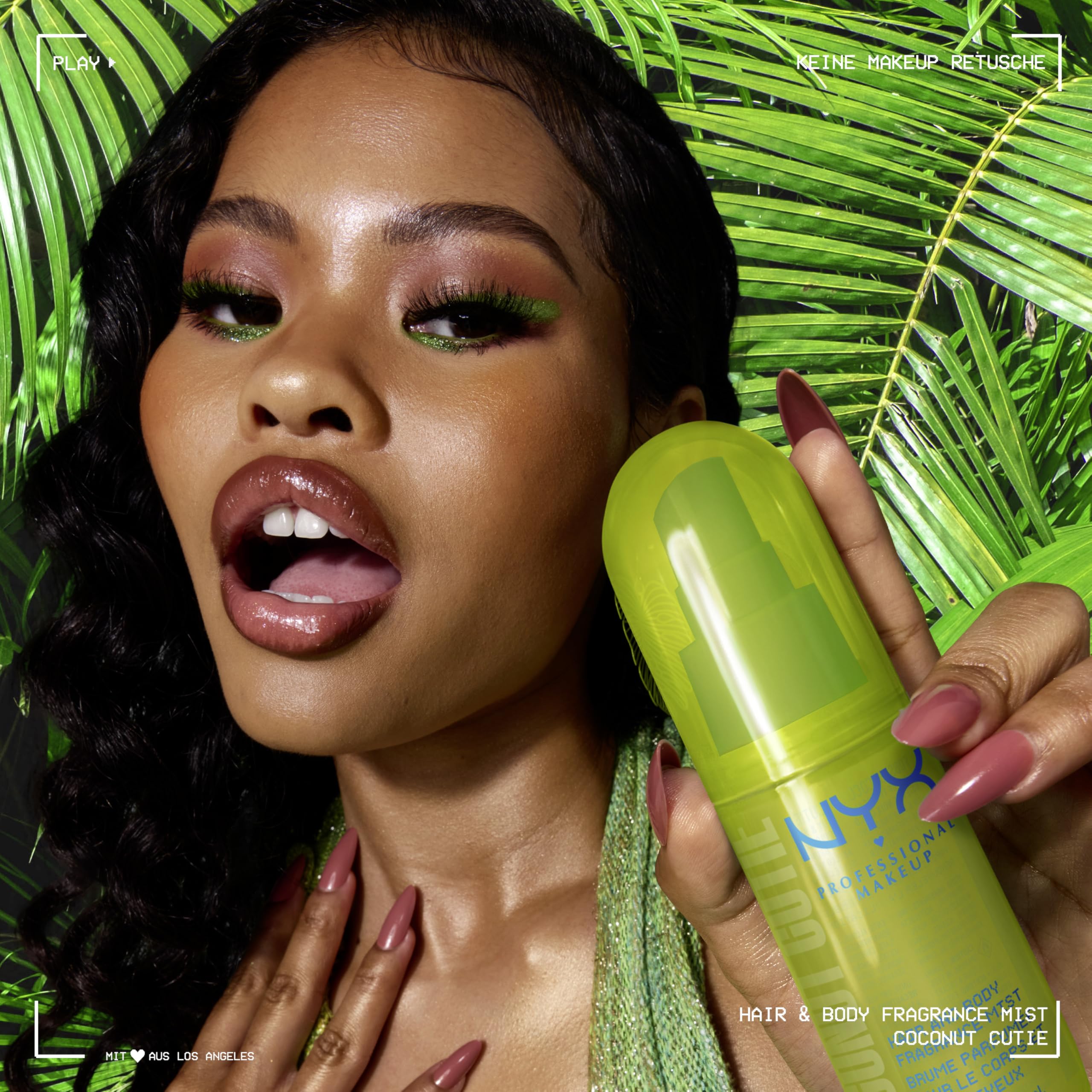 NYX Professional Makeup Set: Fat Oil Hair & Body Fragrance Mist Suga Baddie + Coconut Cutie + Juicy Boo + Caramelt Mami, lang anhaltende Düfte, ideal fürs Layering, vegan