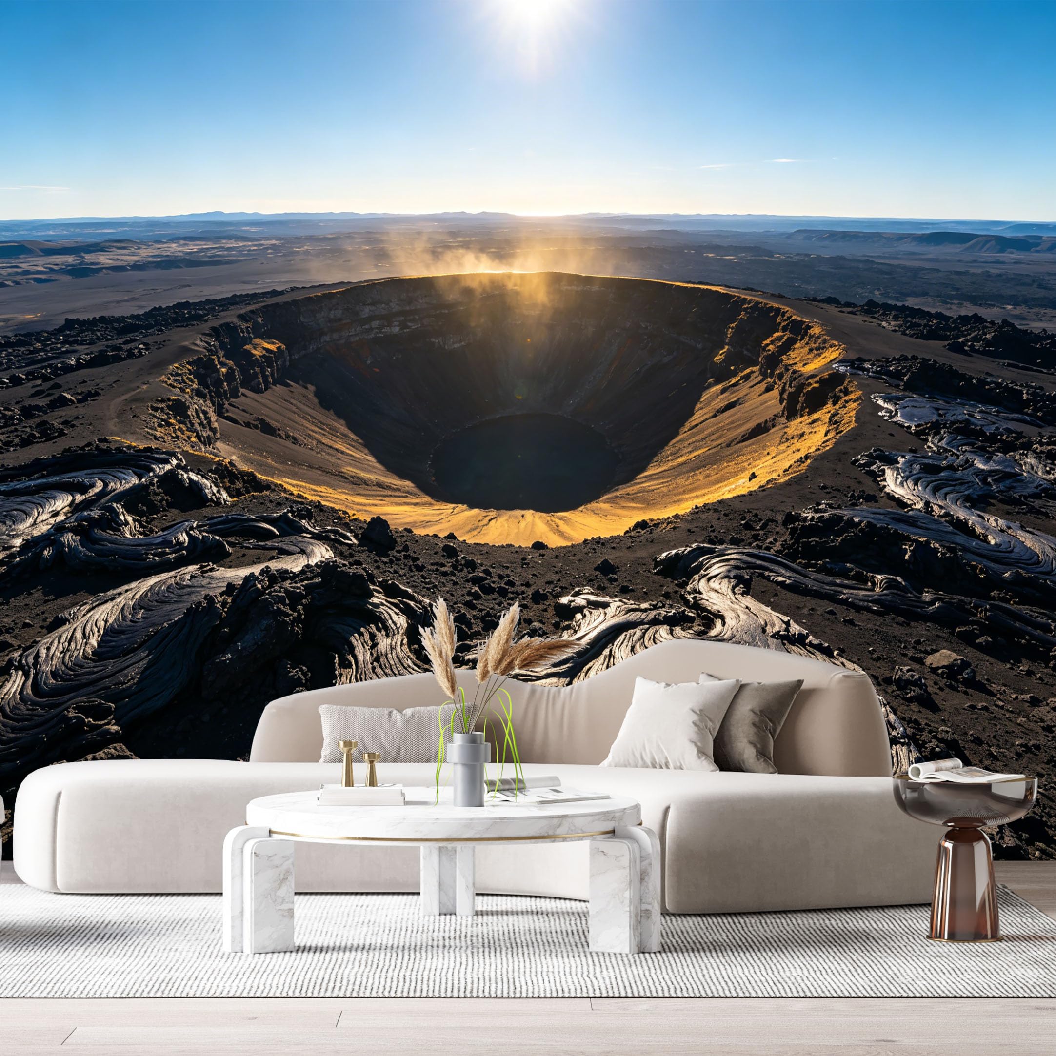 Custom Size Wall Murals Volcanic Crater Landscape Lava Flow Mountain Terrain SelfAdhesive Wall Fabric Removable Large Wallpaper for Photo Living Room