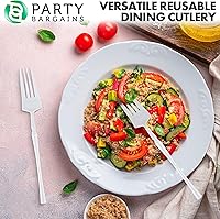 Vista 158 de Party Bargains Disposable Plastic Black Gold Cutlery Set, Infinity Modern Design Utensils, 40 Pack: 16 Forks, 8 Knives, 16 Spoons