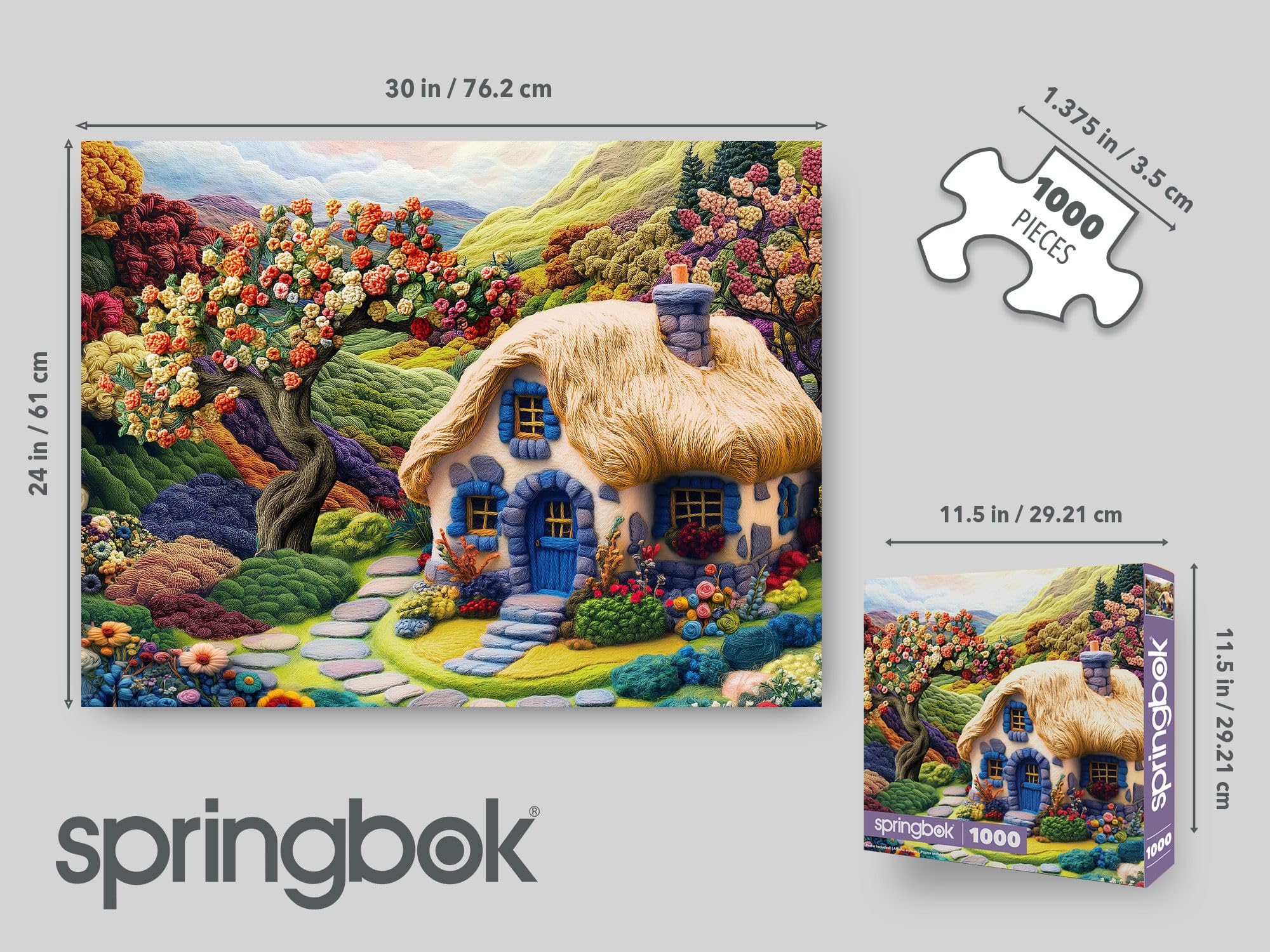 Springbok Enchanted Cottage Garden - Puzzle da 1000 pezzi per adulti e famiglia, poster ora incluso, arte del giardino floreale, scena accogliente del cottage, pezzi unici - Made in USA