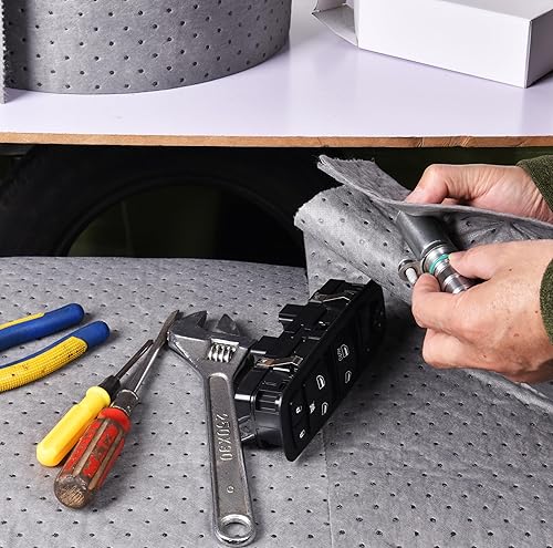 Miniatura 6 de Aain Rollo de almohadillas absorbentes de aceite, rollo universal absorbente de aceite, premium, polipropileno, alfombrillas absorbentes de 150 pies