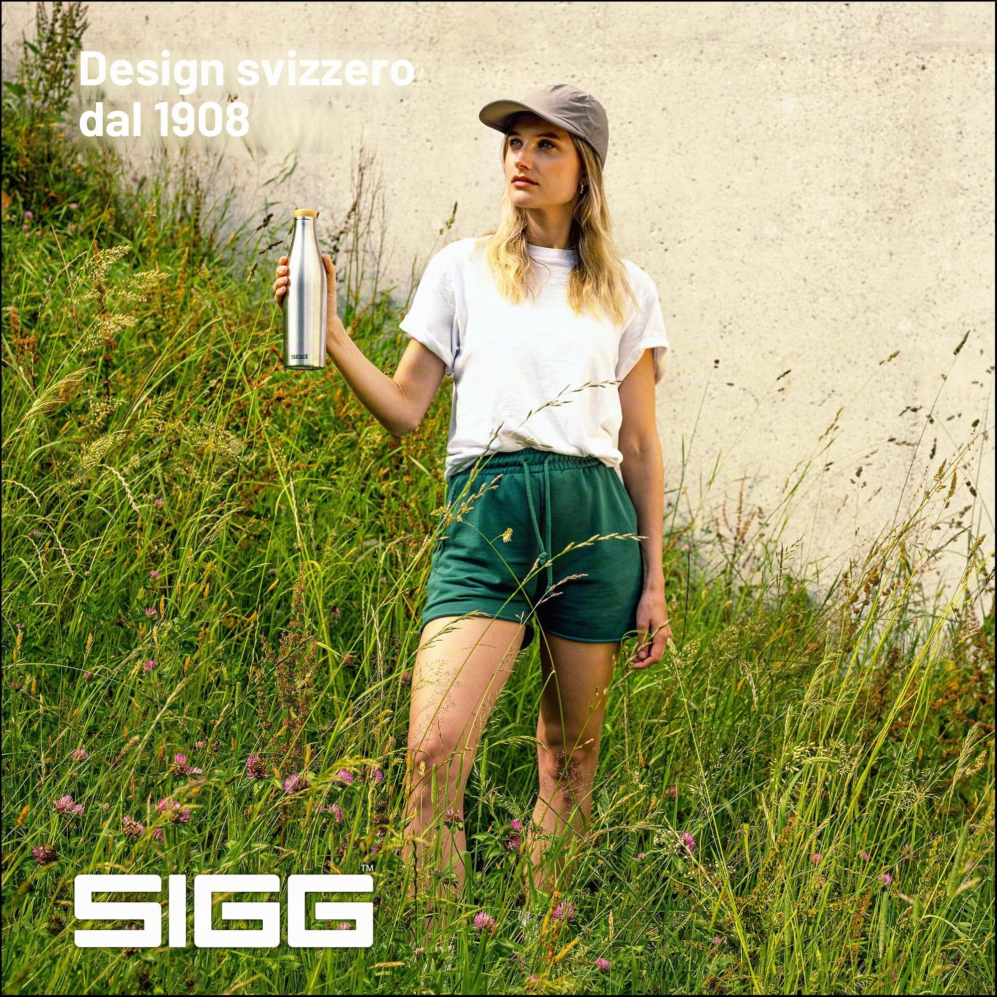 Sigg - Borraccia Termica - Meridian - Ermetica - Extra Slim - Senza BPA E Plastiche - Doppia Parete in Acciaio Inox 18/8 - Tappo A Vite in bambù - 0,5L / 0,7L