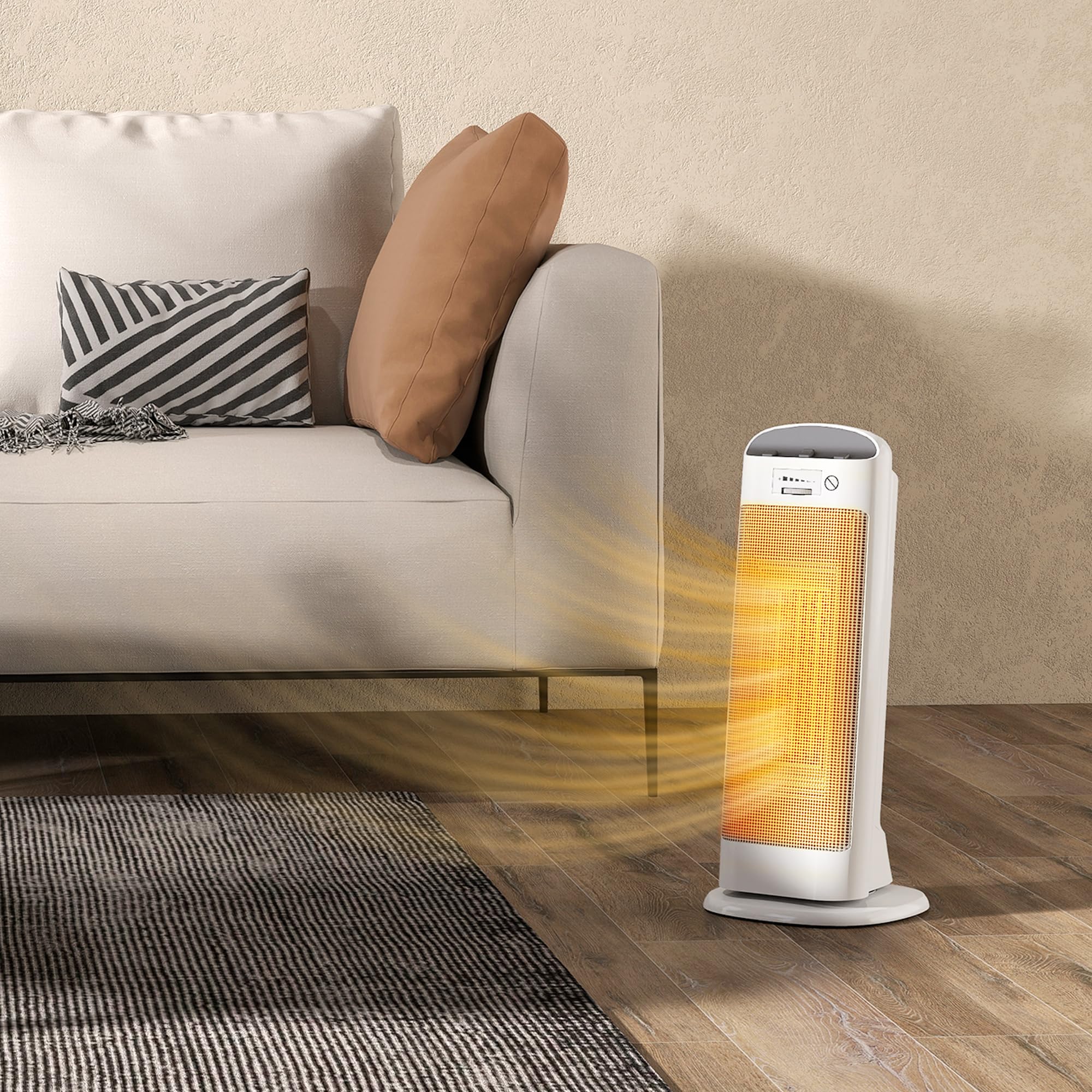 HOMCOM Stufa Elettrica Ceramica 2000W Termoventilatore 4 Modalità Bianco | Riscaldamento Regolabile, Oscillazione a 55°, Protezione da Surriscaldamento e Ribaltamento, per Casa e Ufficio