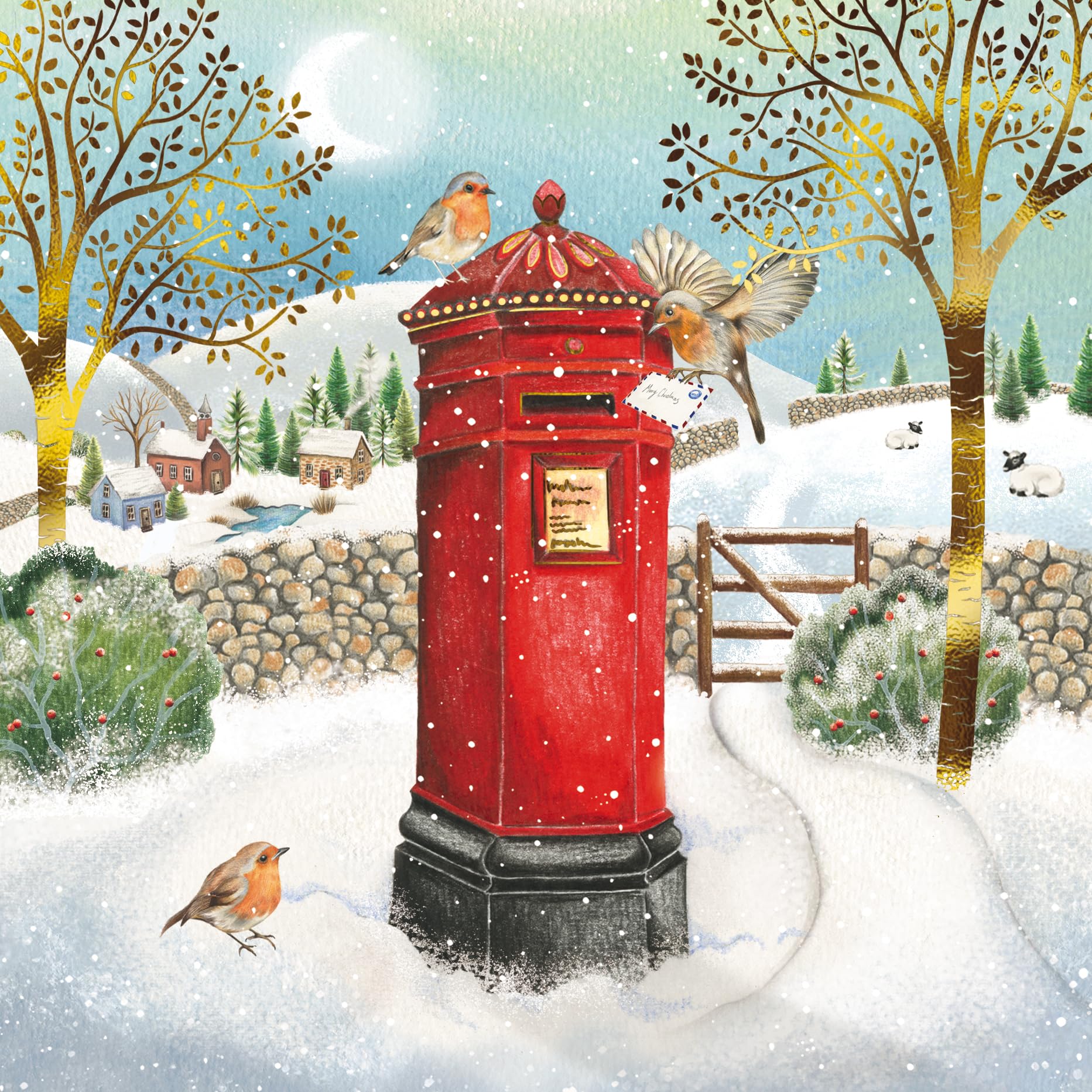 Box of 12 Paper House Puppy Dog Xmas Post Christmas Cards in 3 Designs DELP0022, red and green - Image 4