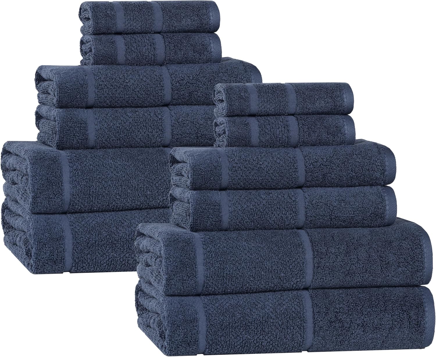 Superior Mile Smart Twist Viscose Cotton Blend Medium Weight Towels, for Guest Bath,V Bathroom, Spa, Quick Dry, Ultra-Soft Towels, Bath Essentials, Border Detail, 9 Piece Assorted Towel Set, White