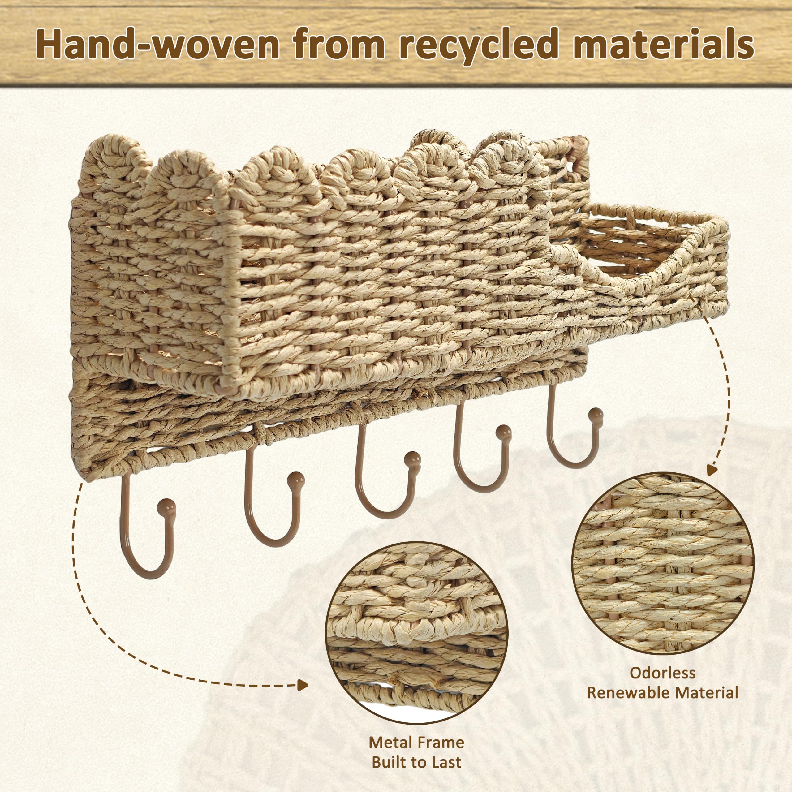 Portachiavi e organizer per posta in rattan intrecciato con 5